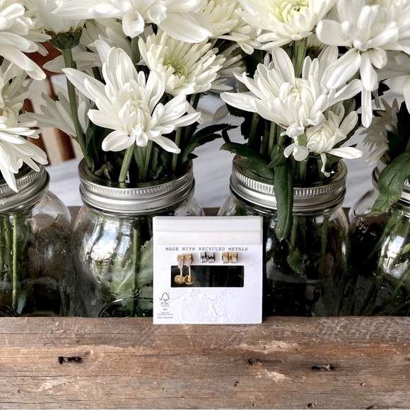 Madewell•NEW•(3) Pairs Earrings•CZ Posts, Satin Silver Balls, Gold Drop Studs🌼 - Picture 6 of 9